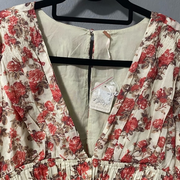 NWT Free People Keep You Smocked Mini Dress in Ivory Combo. Size X-Small - Picture 8 of 13